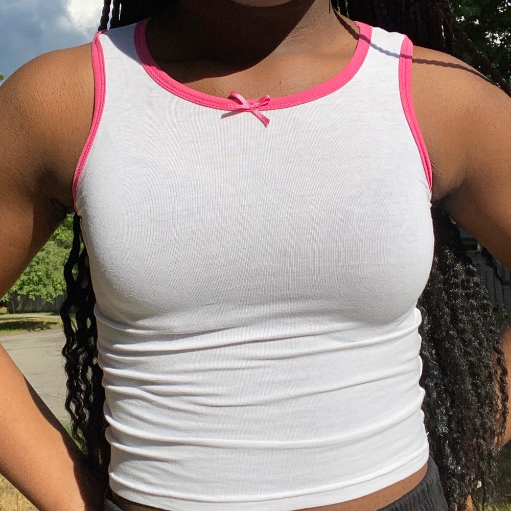 White/pink baby tank top
